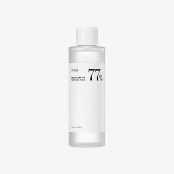 Anua Heartleaf 77% Soothing Toner for calming and hydrating sensitive skin.