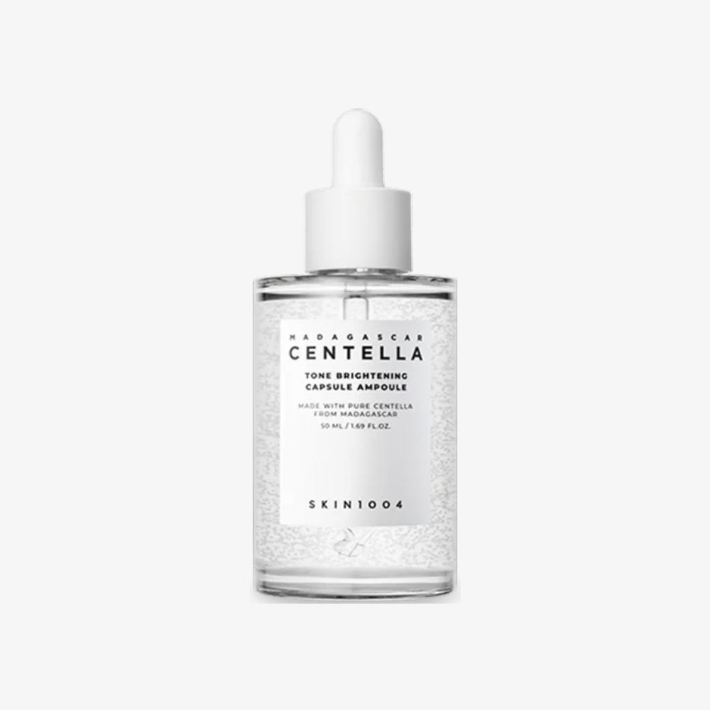 SKIN1004 Madagascar Centella Tone Brightening Capsule Ampoule, a hydrating and brightening serum infused with pure Centella from Madagascar for radiant skin.