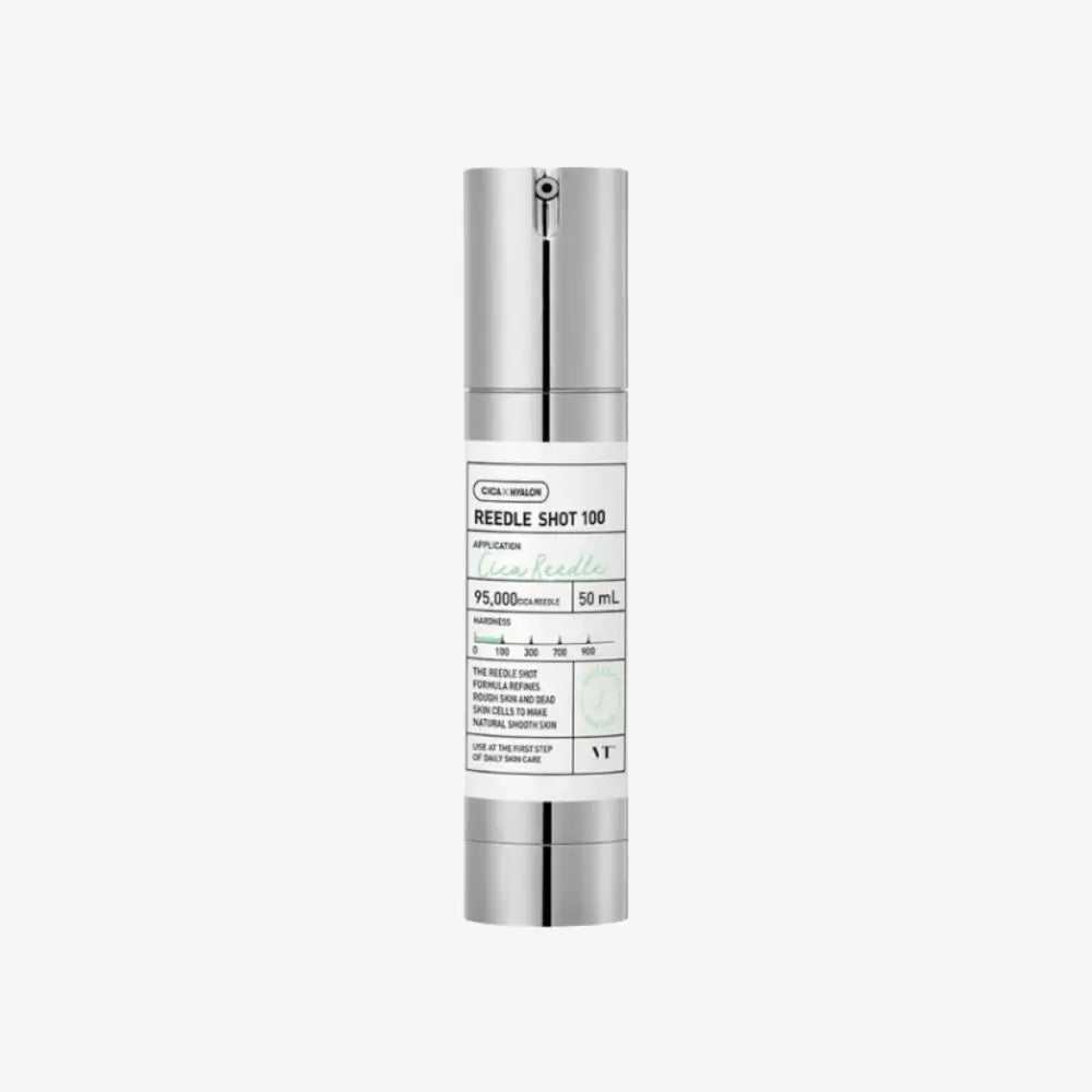 VT Reedle Shot 100 – A powerful skin-refining serum infused with Cica Reedle and Kirlon technology to gently exfoliate, smooth texture, and enhance skin regeneration for a radiant, healthy complexion.